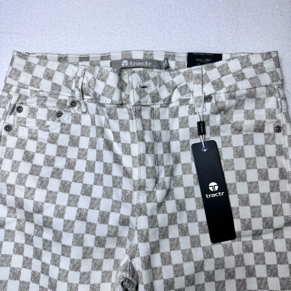 Bundle of 2: Distressed Blue Jeans & Checkered Flare Pants sz 12